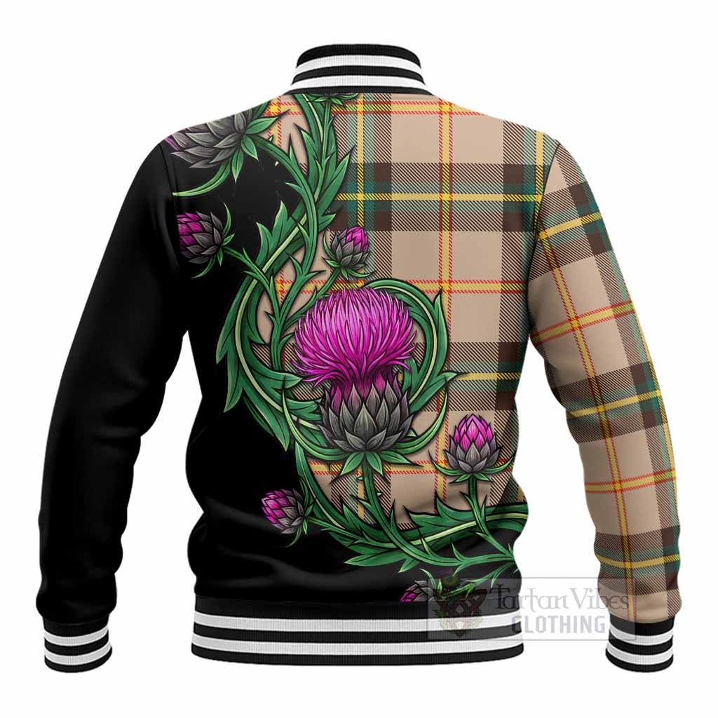 Saskatchewan Tartan Baseball Jacket Resilient Scottish Thistle - Tartan Vibes Clothing