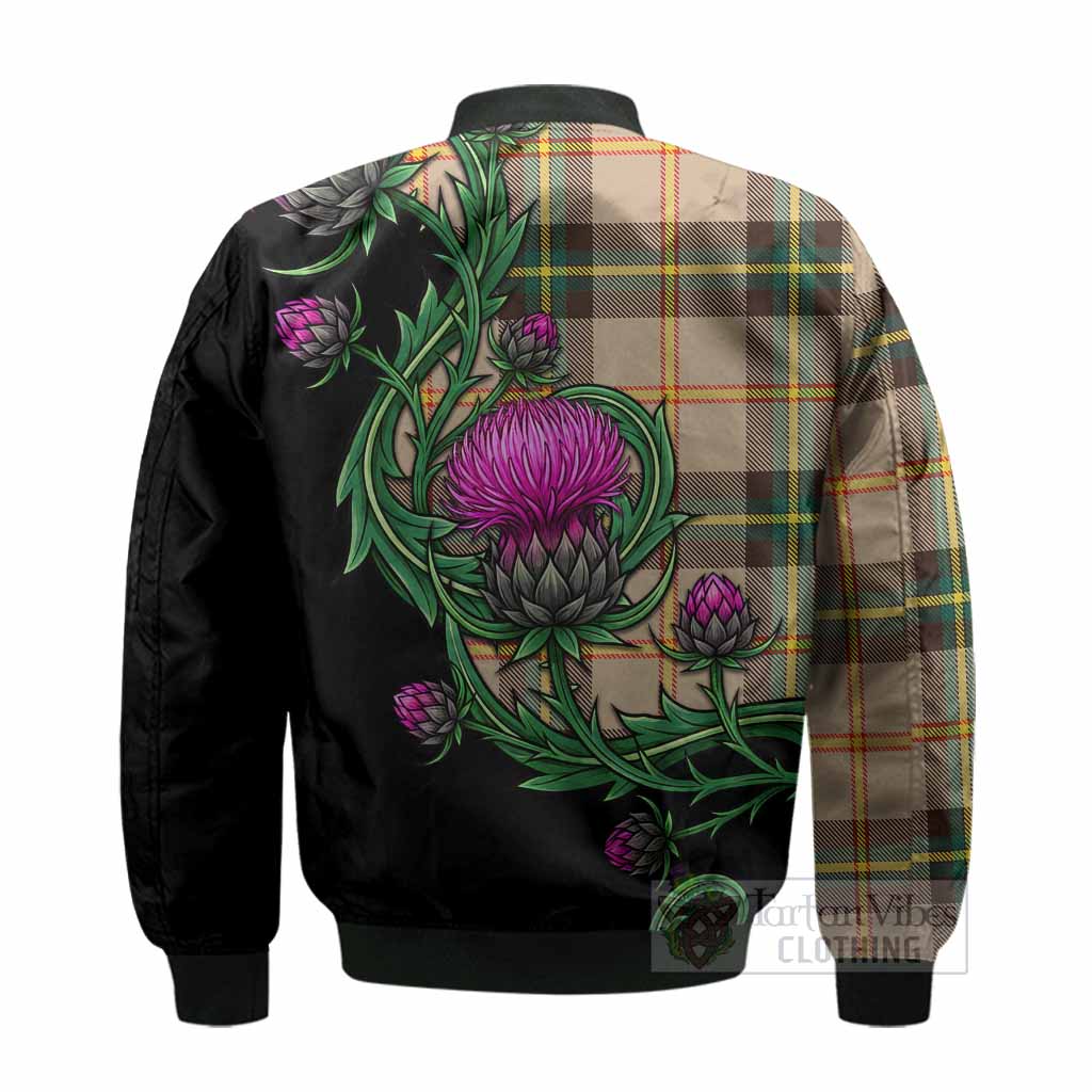 Saskatchewan Tartan Bomber Jacket Resilient Scottish Thistle - Tartan Vibes Clothing