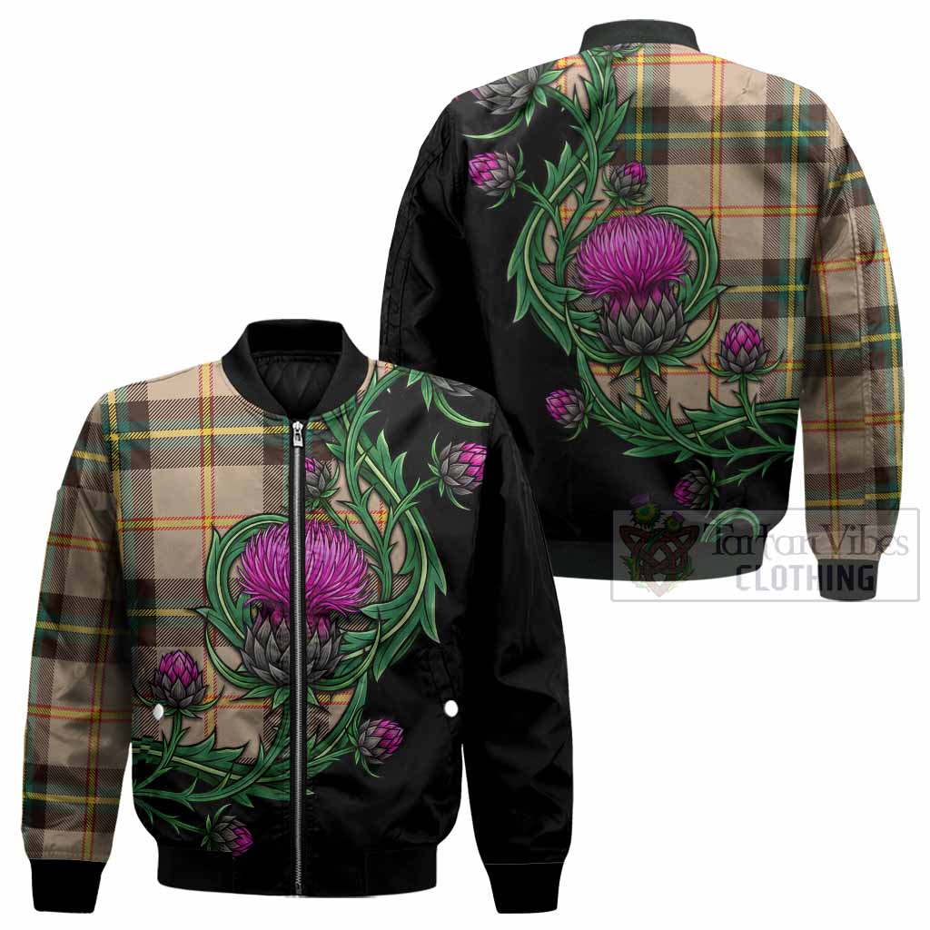Saskatchewan Tartan Bomber Jacket Resilient Scottish Thistle - Tartan Vibes Clothing