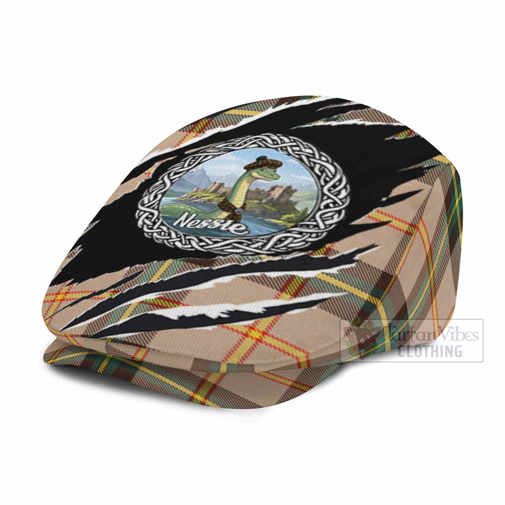 Saskatchewan Tartan Loch Ness Monster Flat Cap, Jeff Cap Celtic Knot Nessie Art