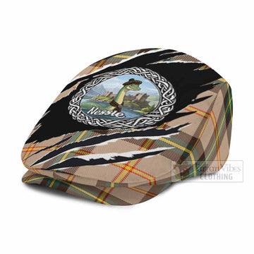 Saskatchewan Tartan Loch Ness Monster Flat Cap, Jeff Cap Celtic Knot Nessie Art