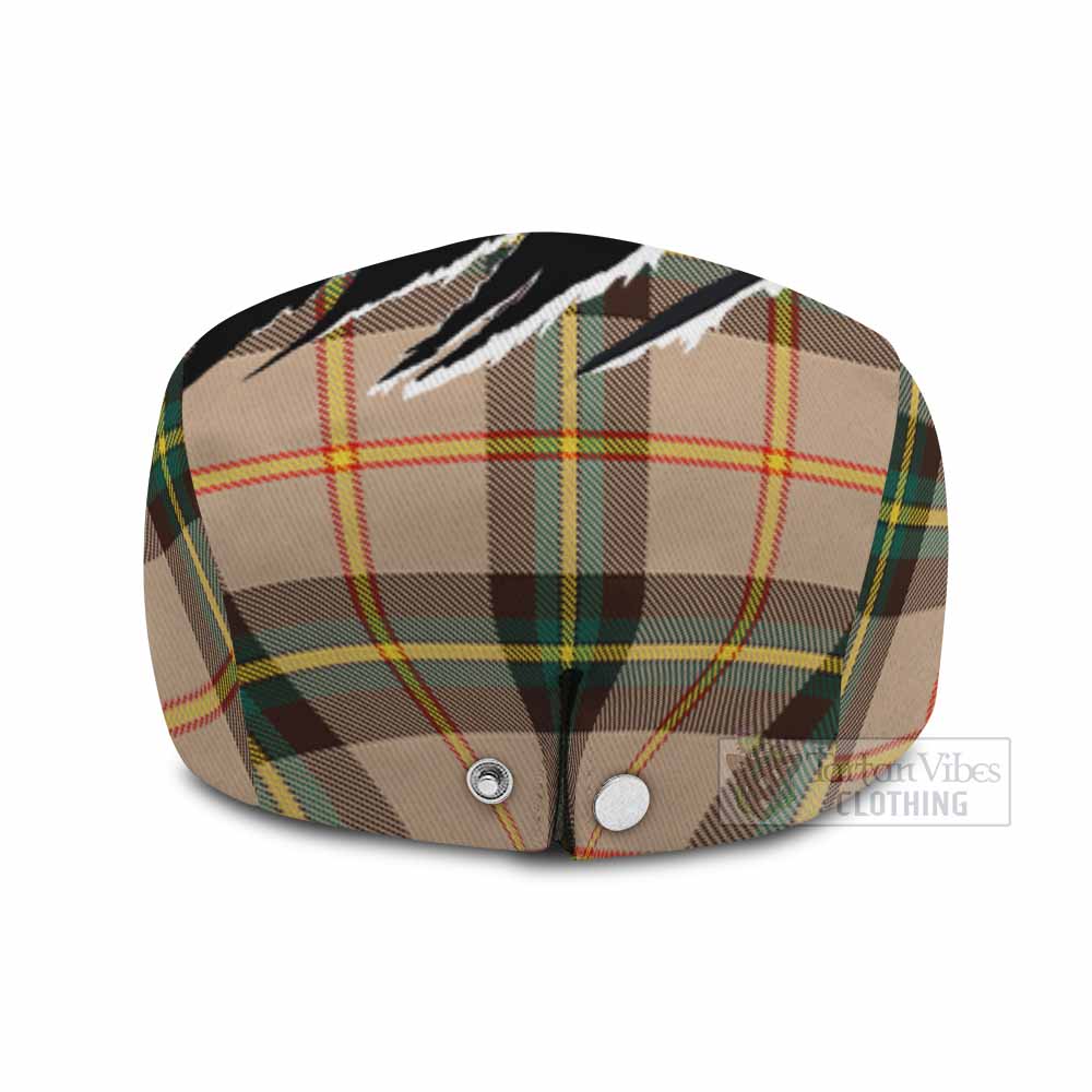 Saskatchewan Tartan Loch Ness Monster Flat Cap, Jeff Cap Celtic Knot Nessie Art