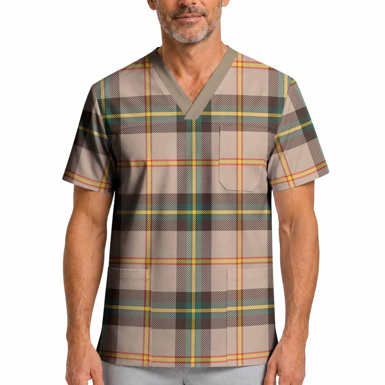 Saskatchewan Tartan Scrub Top XL - Tartan Vibes Clothing
