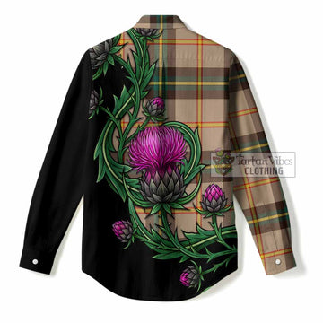 Saskatchewan Tartan Women Casual Shirt Resilient Scottish Thistle