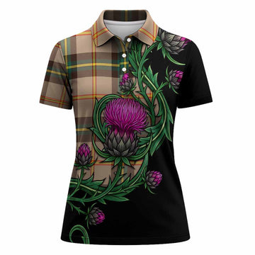 Saskatchewan Tartan Women Polo Shirt Resilient Scottish Thistle