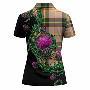 Saskatchewan Tartan Women Polo Shirt Resilient Scottish Thistle