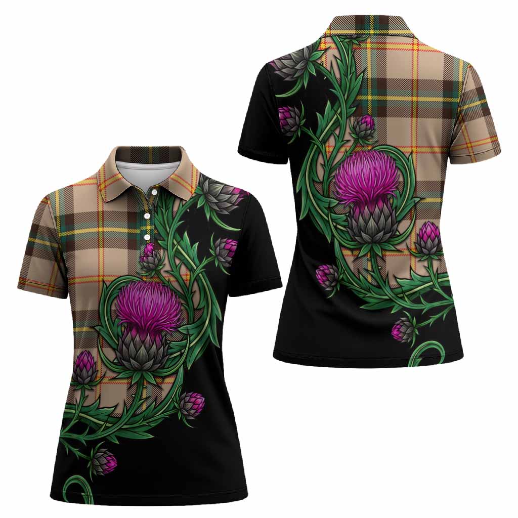 Saskatchewan Tartan Women Polo Shirt Resilient Scottish Thistle
