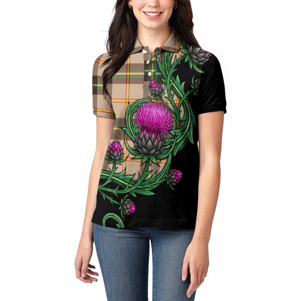 Saskatchewan Tartan Women Polo Shirt Resilient Scottish Thistle