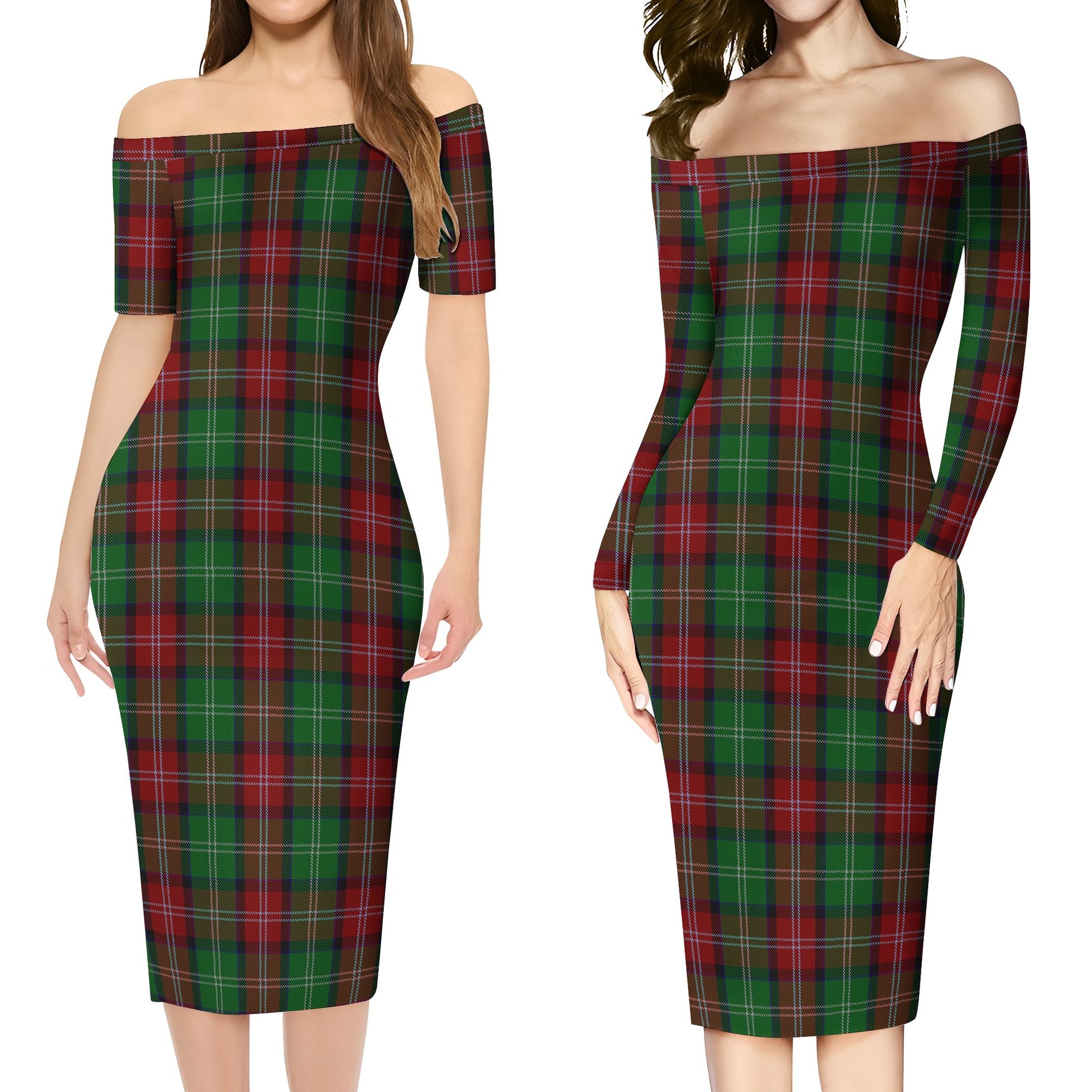 Sawyer Tartan Off Shoulder Lady Dress Women's Dress - Tartan Vibes Clothing