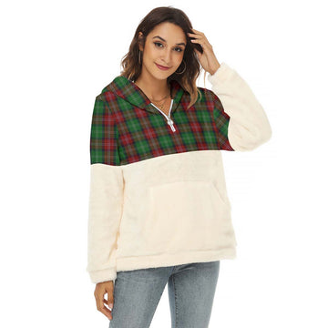 Sawyer Tartan Half Style Women's Borg Fleece Hoodie with Half Zip Female - Tartan Vibes Clothing
