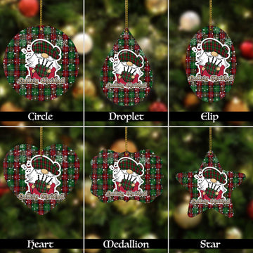 Sawyer Tartan Christmas Ornaments with Scottish Gnome Playing Bagpipes