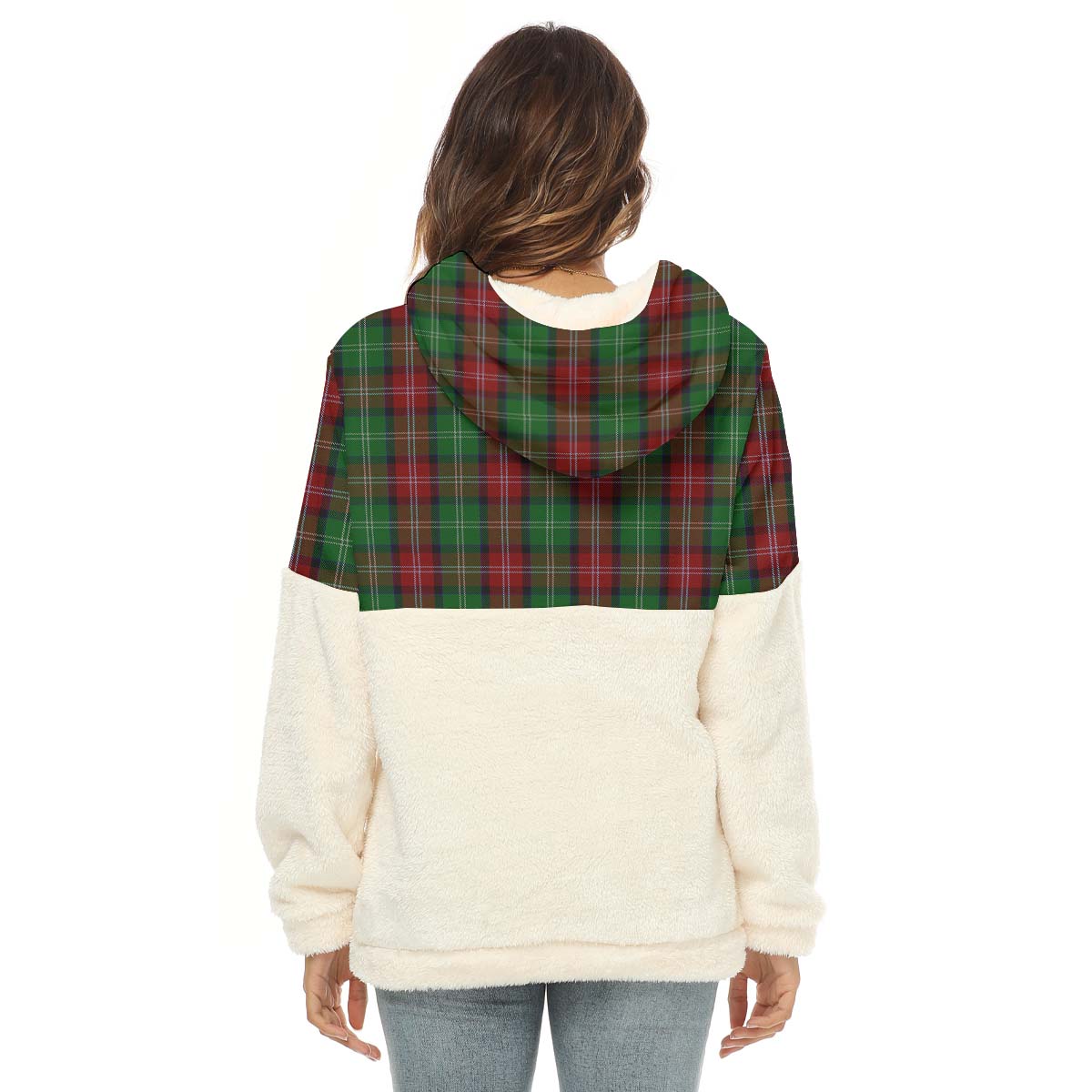 Sawyer Tartan Half Style Women's Borg Fleece Hoodie with Half Zip - Tartan Vibes Clothing