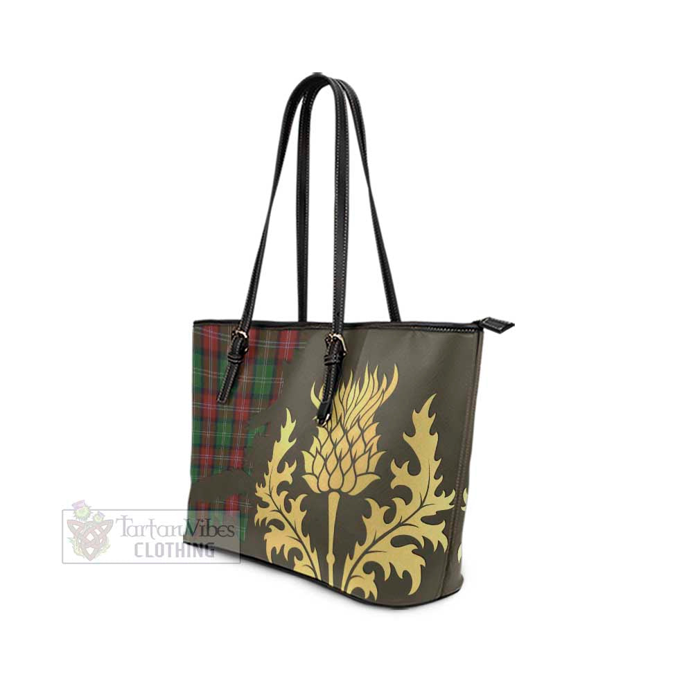 Sawyer Tartan Leather Tote Bag Gold Thistle Style - Tartan Vibes Clothing