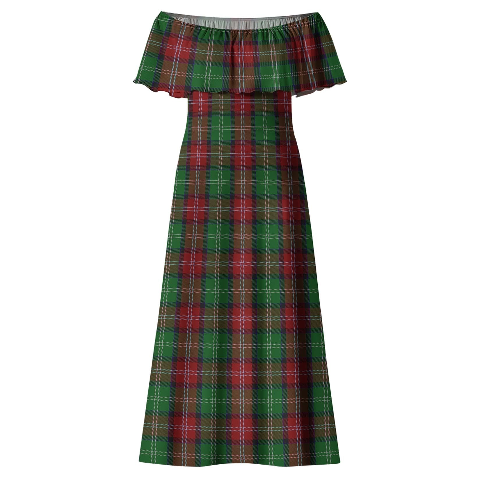 Sawyer Tartan Off Shoulder Long Dress - Tartan Vibes Clothing