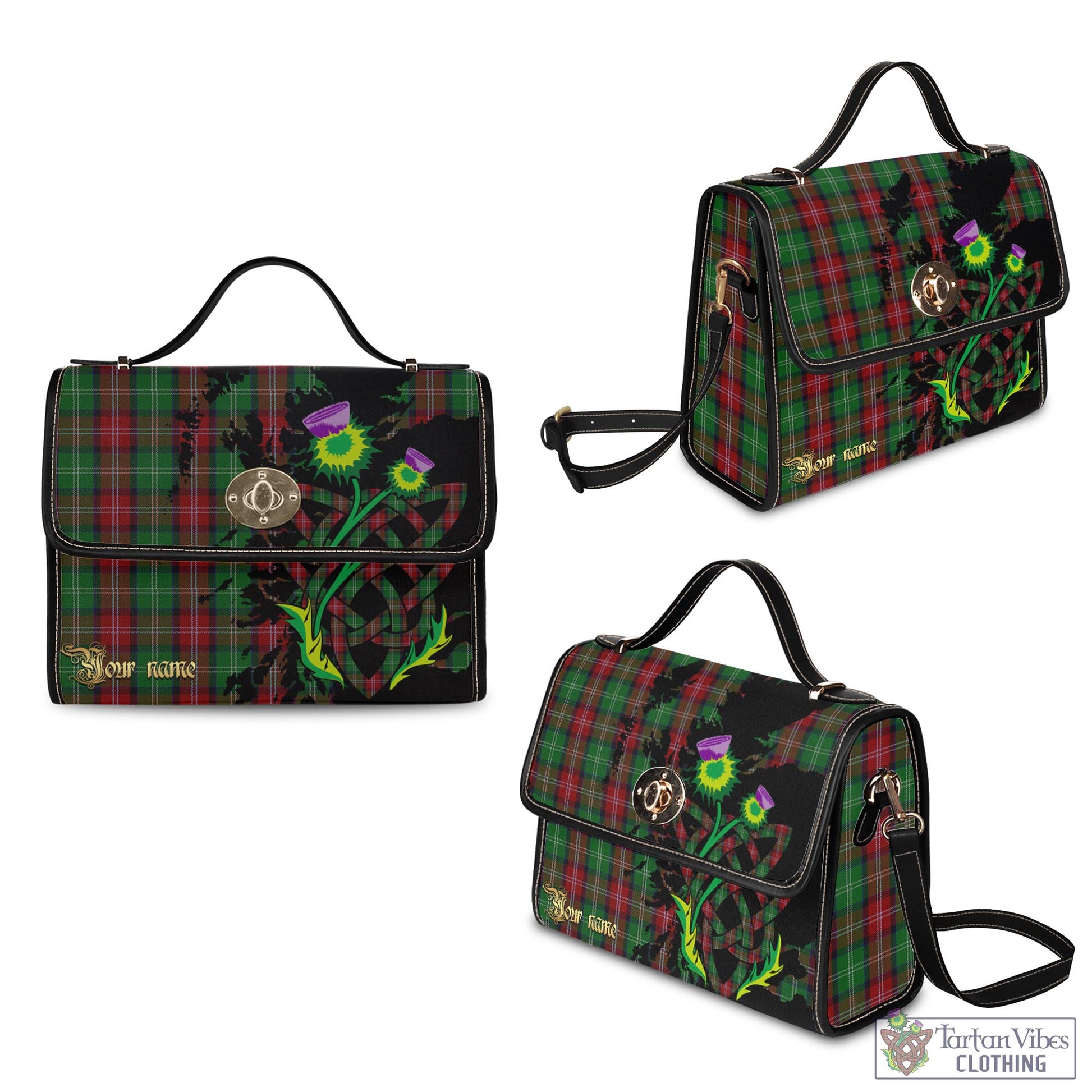 Tartan Vibes Clothing Sawyer Tartan Waterproof Canvas Bag with Scotland Map and Thistle Celtic Accents