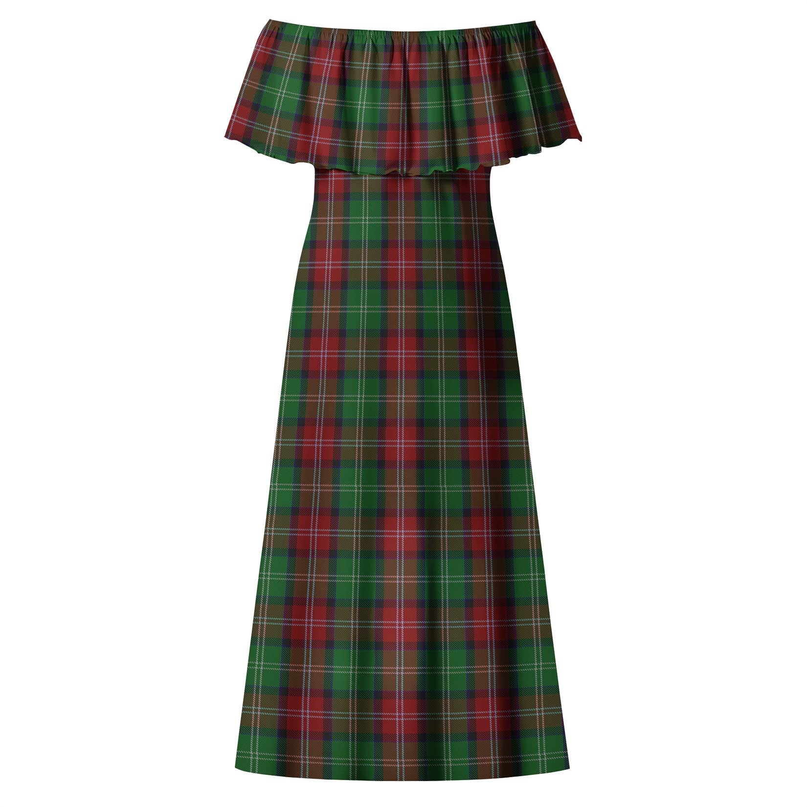 Sawyer Tartan Off Shoulder Long Dress - Tartan Vibes Clothing