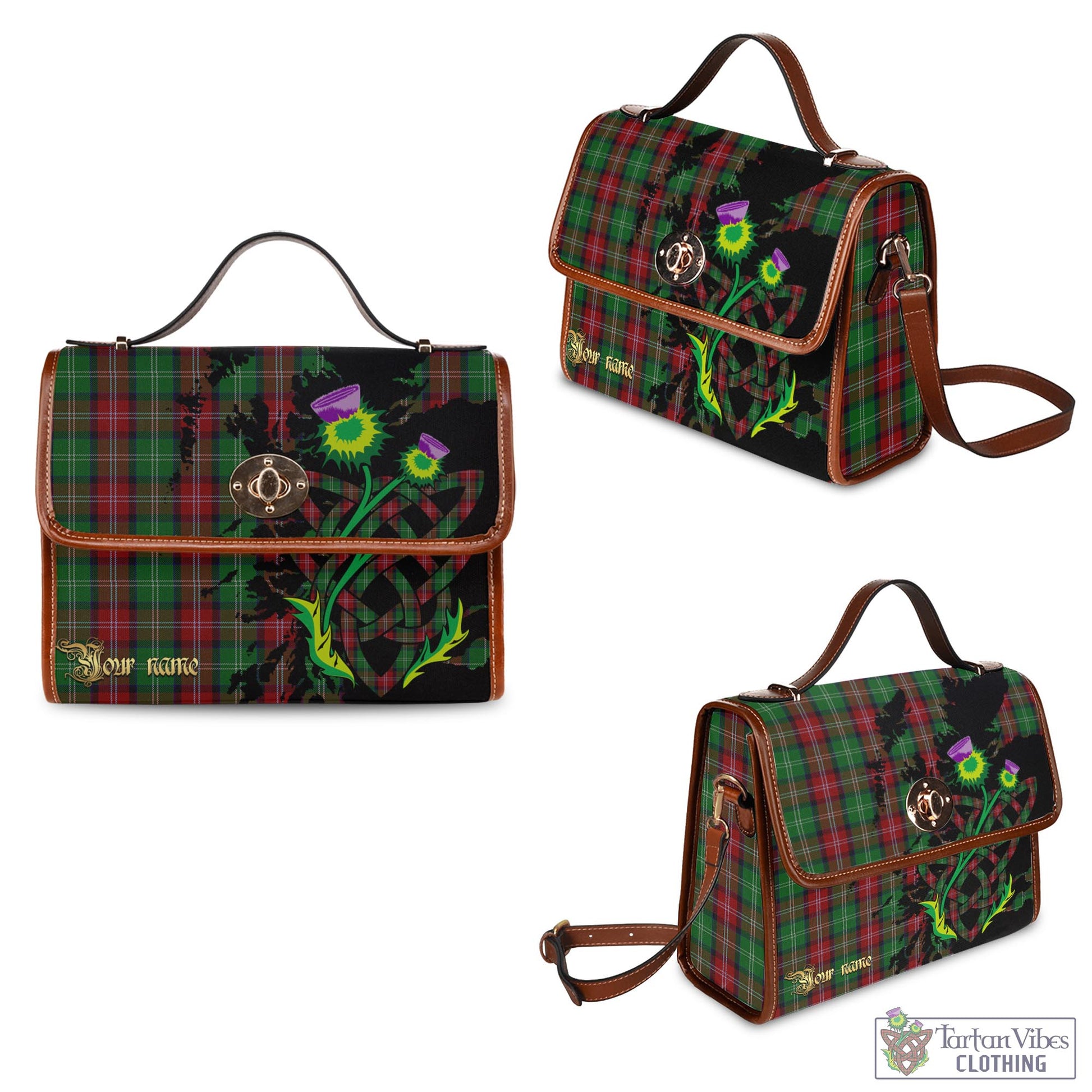 Tartan Vibes Clothing Sawyer Tartan Waterproof Canvas Bag with Scotland Map and Thistle Celtic Accents
