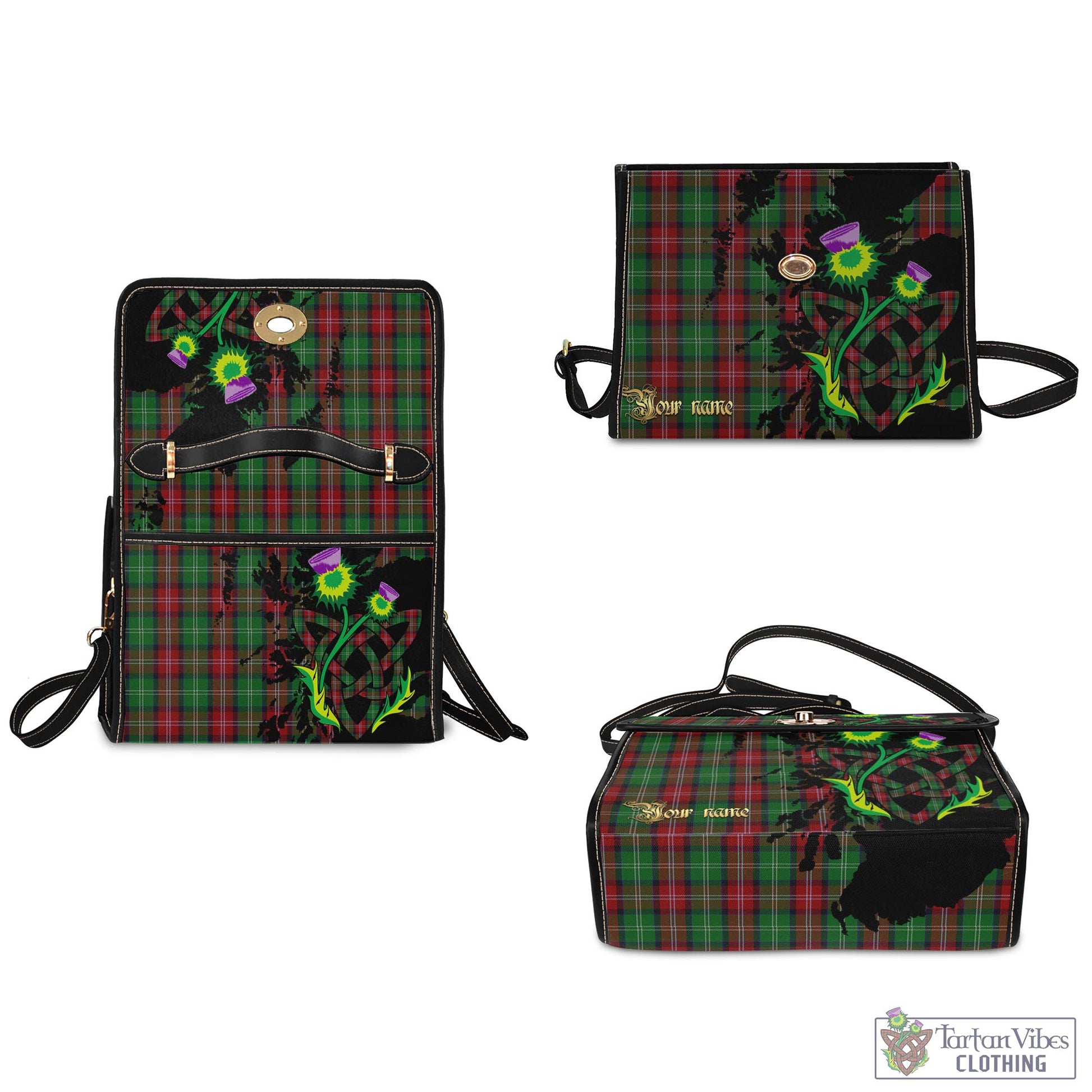 Tartan Vibes Clothing Sawyer Tartan Waterproof Canvas Bag with Scotland Map and Thistle Celtic Accents