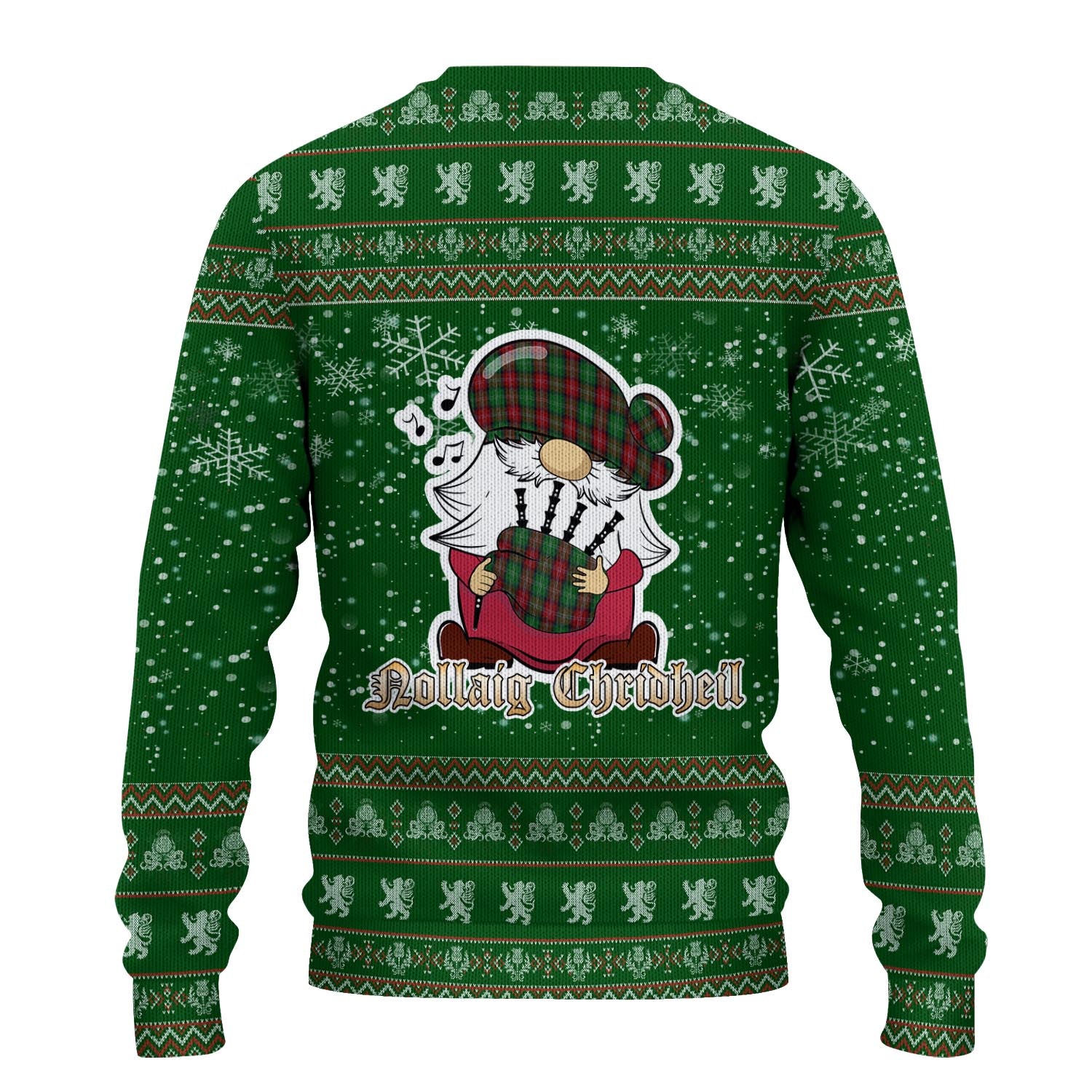Sawyer Clan Christmas Family Knitted Sweater with Funny Gnome Playing Bagpipes - Tartanvibesclothing