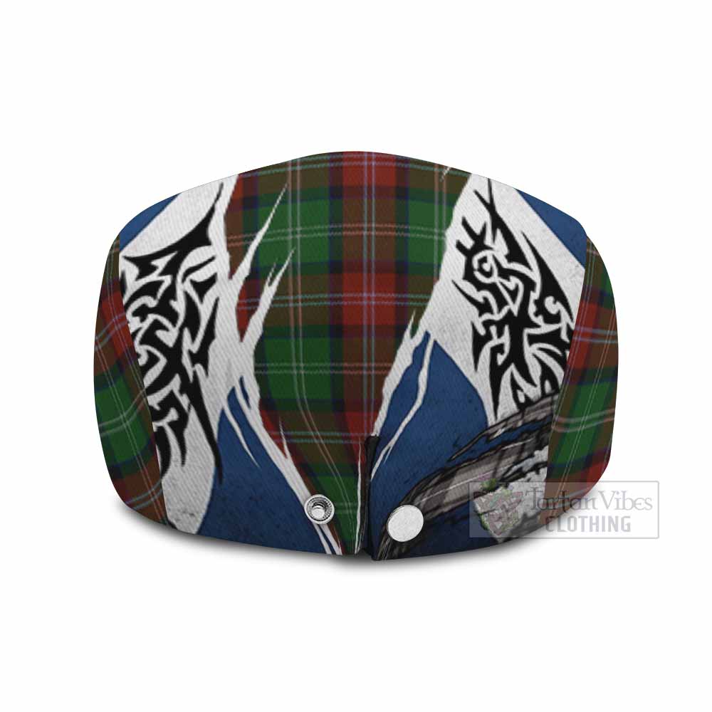 Sawyer Tartan Flat Cap, Jeff Cap Scotland Flag Ripped Tribal Design