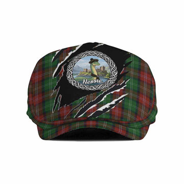 Sawyer Tartan Loch Ness Monster Flat Cap, Jeff Cap Celtic Knot Nessie Art