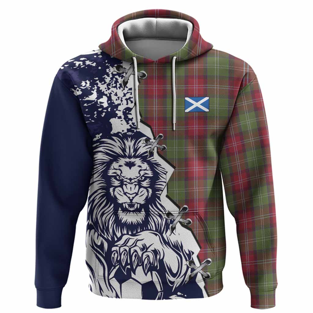 Sawyer Tartan Scottish Hoodie Angry Lion With Soccer Ball Style