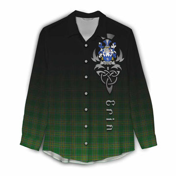 Scanlon Irish Clan Women's Casual Shirt with Coat of Arms Erin Go Bragh Celtic Inspired Female - Tartan Vibes Clothing