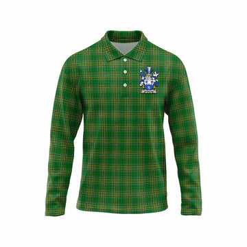 Scanlon Irish Clan Tartan Long Sleeve Polo Shirt with Coat of Arms Unisex - Tartan Vibes Clothing