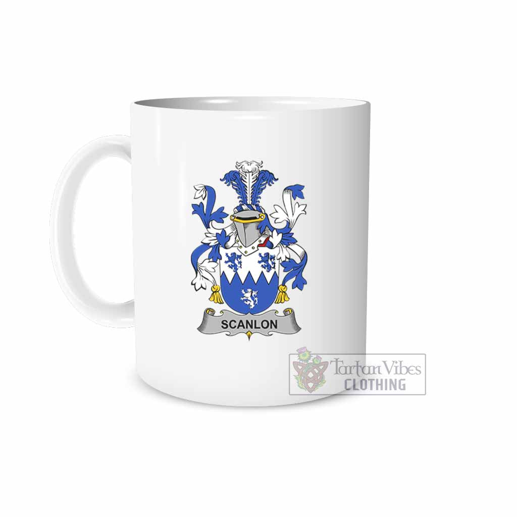 Scanlon Irish Clan Coat of Arms Ceramic Mug White - 2D-tartanvibesclothing
