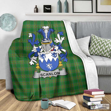 Tartan Vibes Clothing Scanlon Irish Clan Tartan Blanket with Coat of Arms