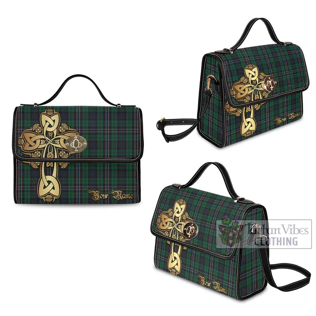 Tartan Vibes Clothing Scotland National Tartan Waterproof Canvas Bag Golden Thistle Celtic Cross Style