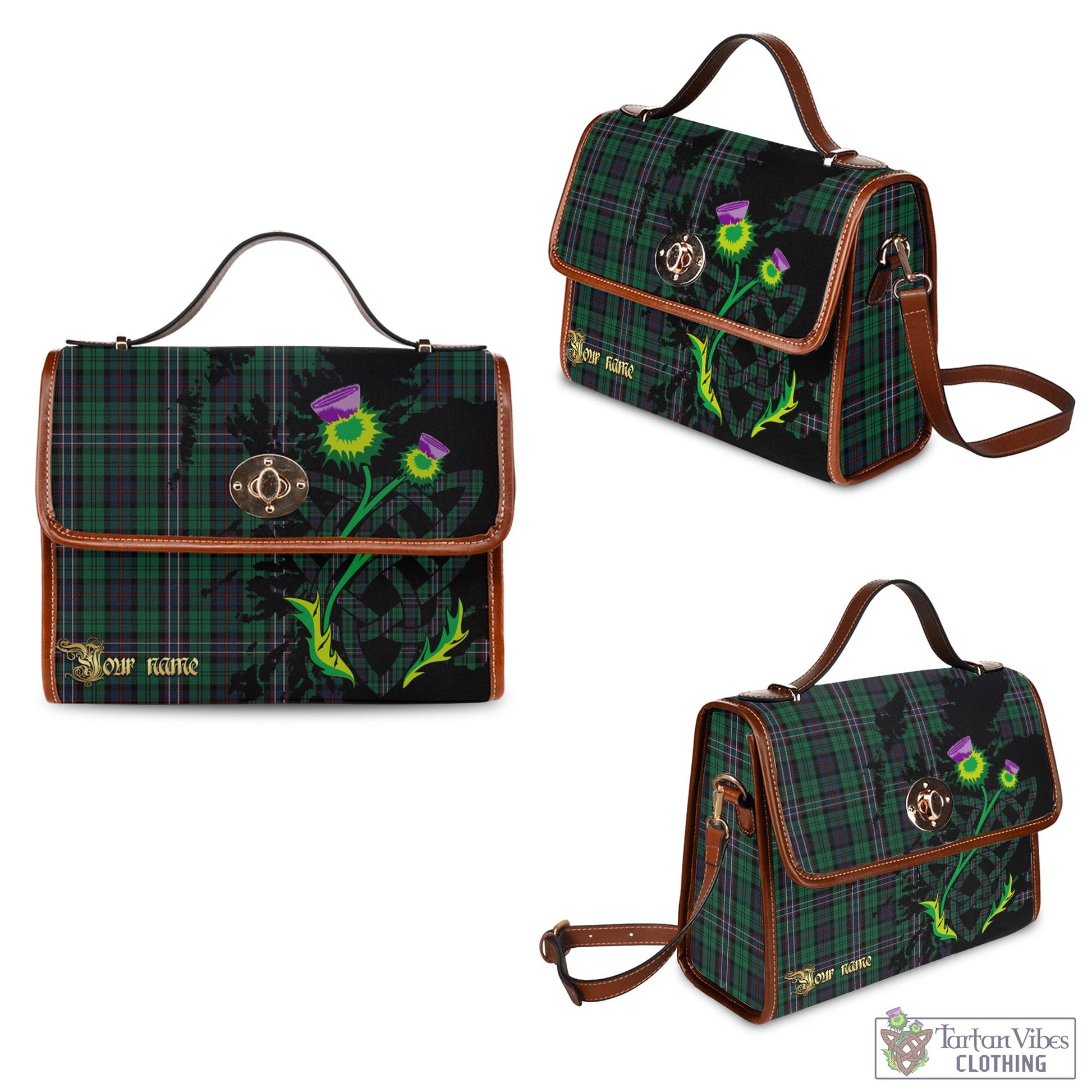 Tartan Vibes Clothing Scotland National Tartan Waterproof Canvas Bag with Scotland Map and Thistle Celtic Accents