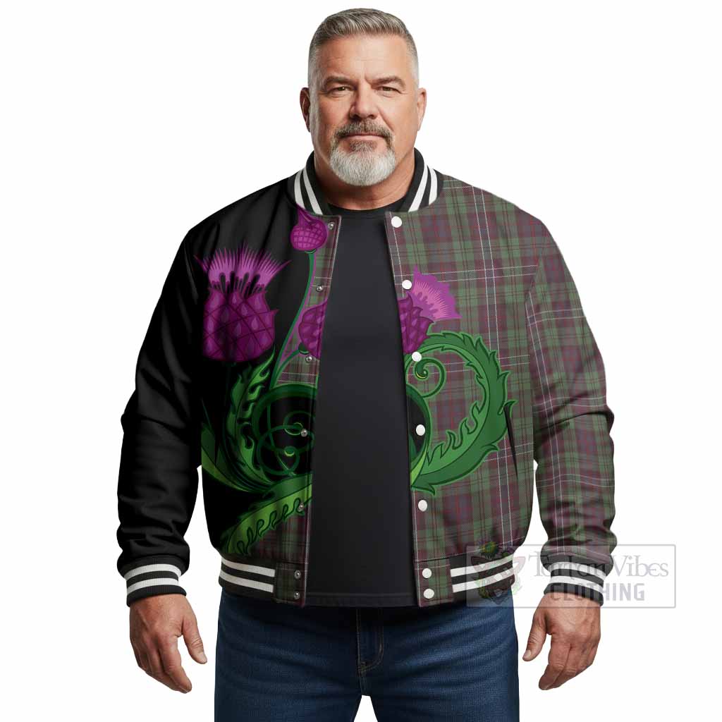 Scotland National Tartan Baseball Jacket Traditional Scottish Thistle