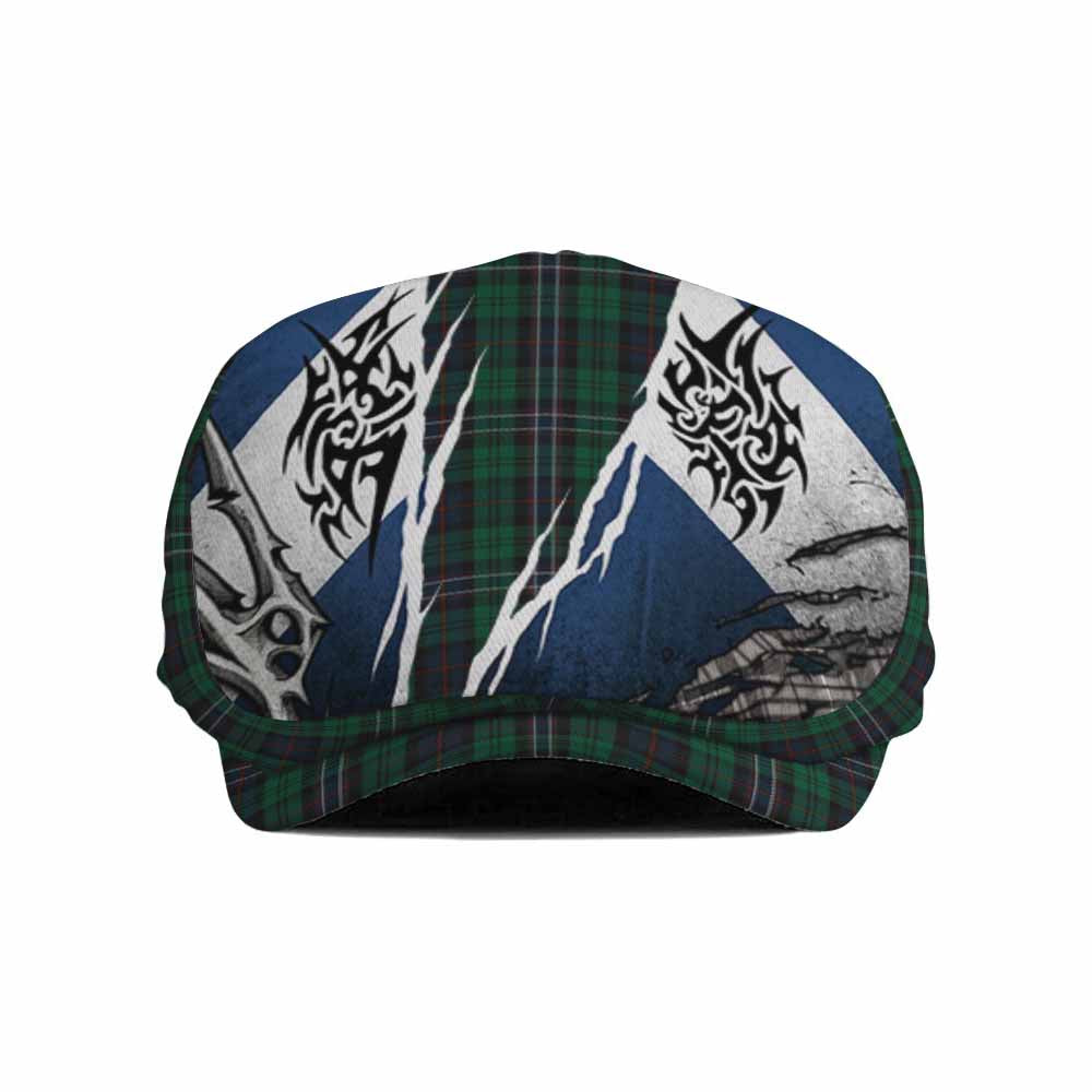 Scotland National Tartan Flat Cap, Jeff Cap Scotland Flag Ripped Tribal Design