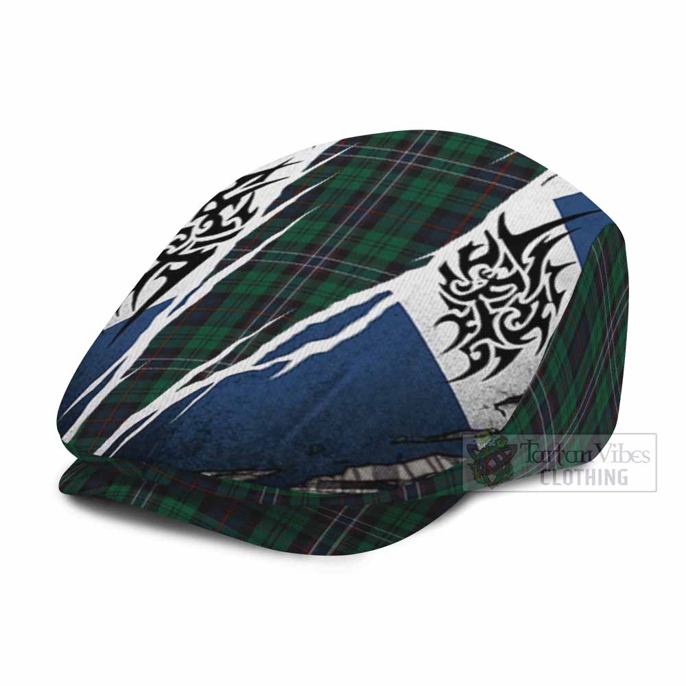Scotland National Tartan Flat Cap, Jeff Cap Scotland Flag Ripped Tribal Design
