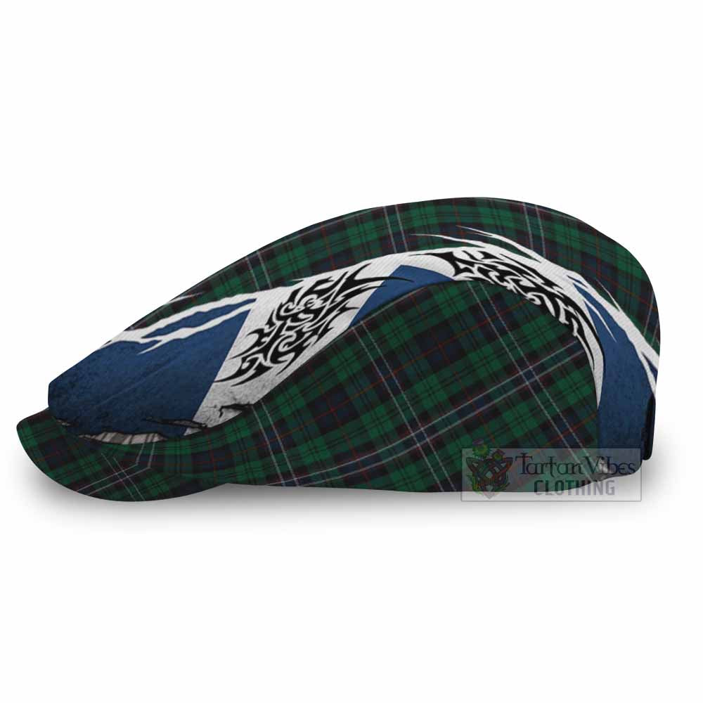 Scotland National Tartan Flat Cap, Jeff Cap Scotland Flag Ripped Tribal Design