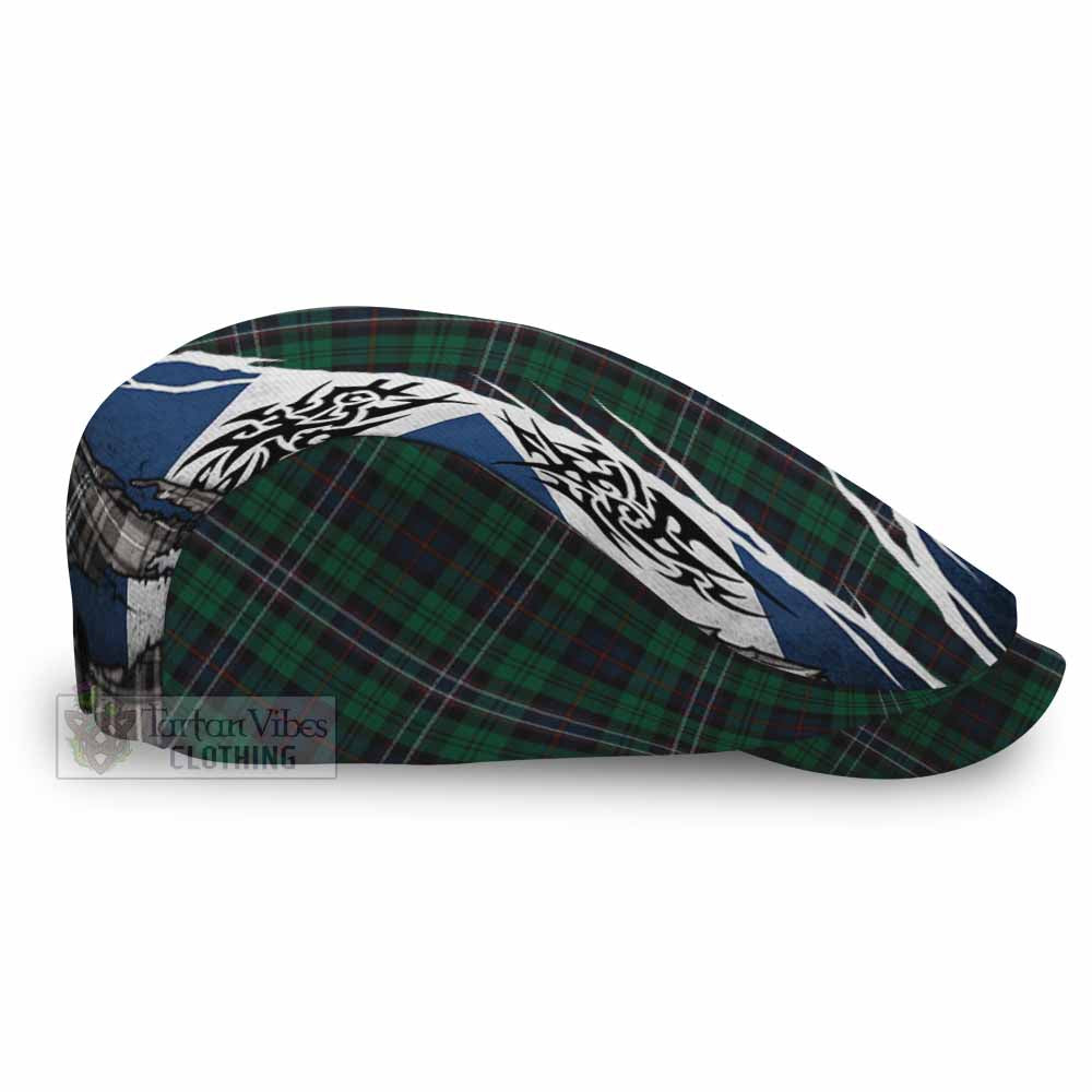 Scotland National Tartan Flat Cap, Jeff Cap Scotland Flag Ripped Tribal Design