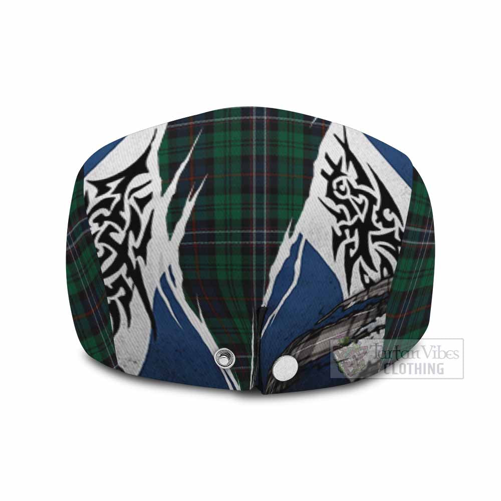 Scotland National Tartan Flat Cap, Jeff Cap Scotland Flag Ripped Tribal Design