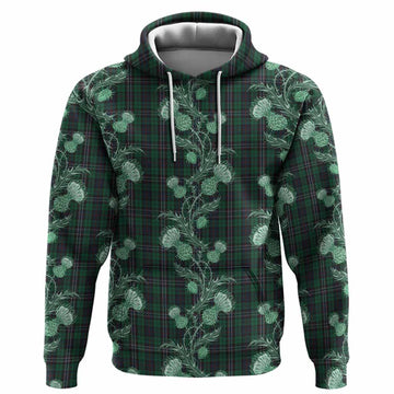 Scotland National Tartan Hoodie Seamless Scottish Thistle Flowers