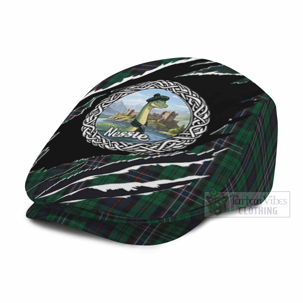 Scotland National Tartan Loch Ness Monster Flat Cap, Jeff Cap Celtic Knot Nessie Art