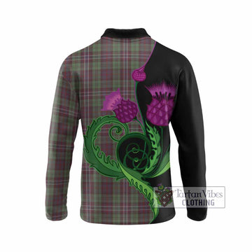 Scotland National Tartan Long Sleeve Polo Shirt Traditional Scottish Thistle