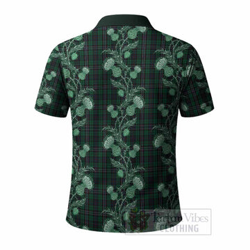 Scotland National Tartan Polo Shirt Seamless Scottish Thistle Flowers