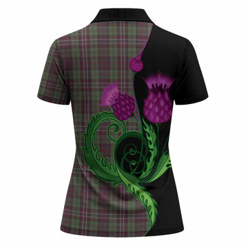 Scotland National Tartan Women Polo Shirt Traditional Scottish Thistle