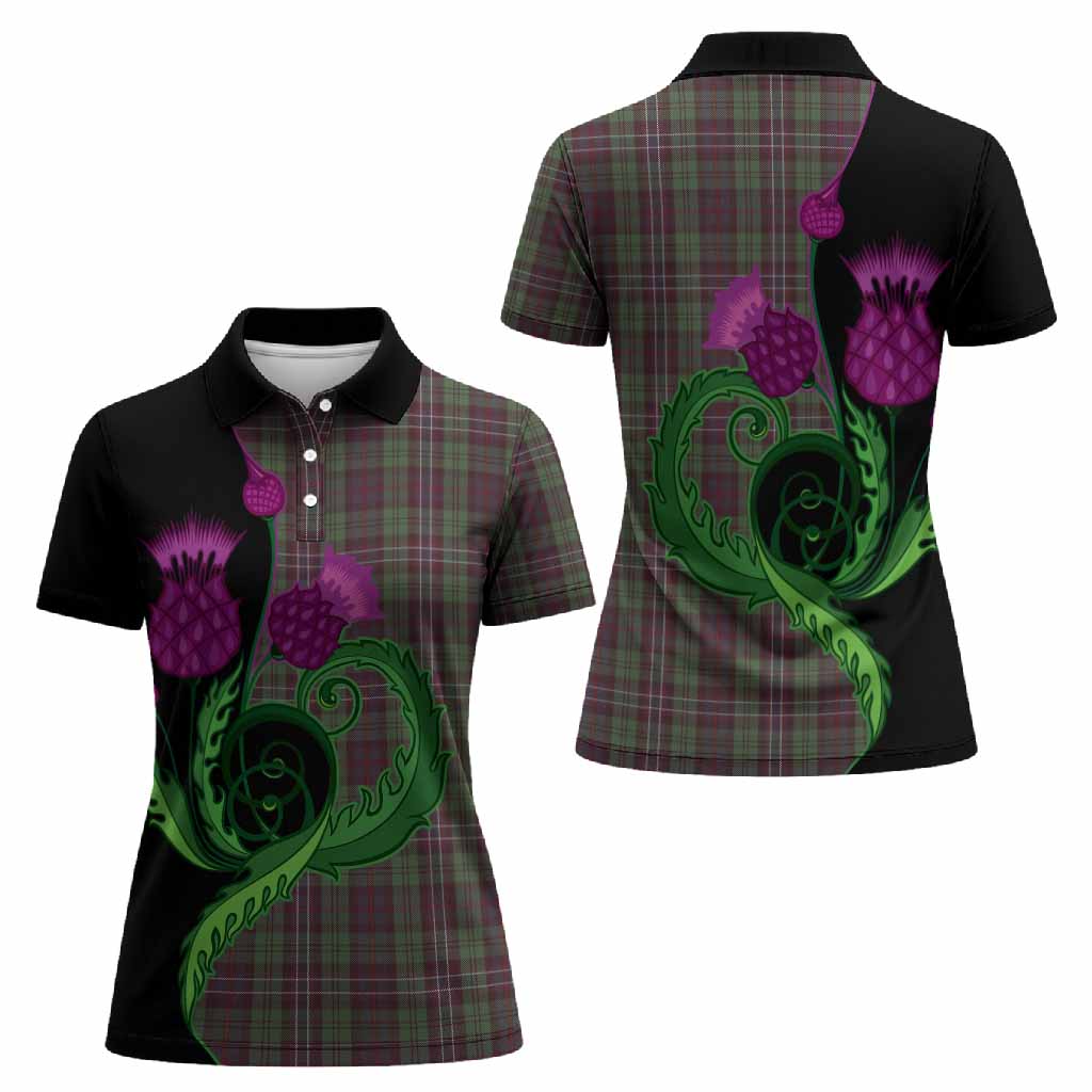 Scotland National Tartan Women Polo Shirt Traditional Scottish Thistle