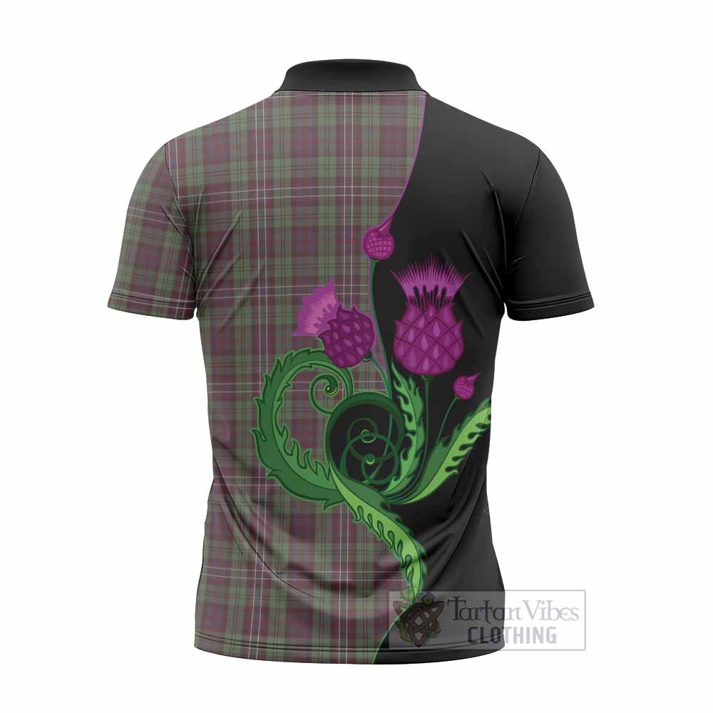 Scotland National Tartan Zipper Polo Shirt Traditional Scottish Thistle