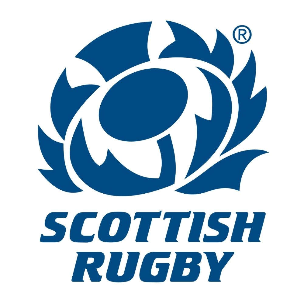 Stylized blue thistle emblem used by Scotland Rugby, with the word “SCOTLAND” printed underneath.