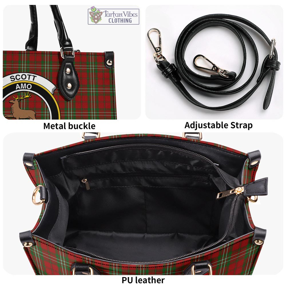 Tartan Vibes Clothing Scott Tartan Luxury Leather Handbags with Family Crest