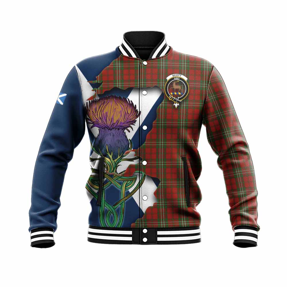 Scott Tartan Family Crest Baseball Jacket Scottish Thistle Celtic Inspired Unisex - Tartan Vibes Clothing