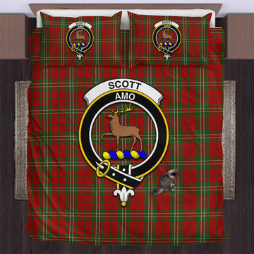 Scott Tartan Bedding Set with Family Crest