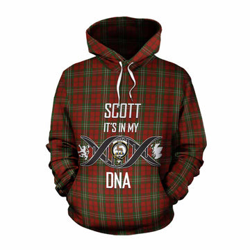 Scott Tartan Cotton Hoodie with Family Crest DNA In Me Style